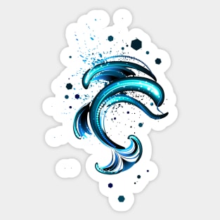 Glowing dolphin on black background Sticker